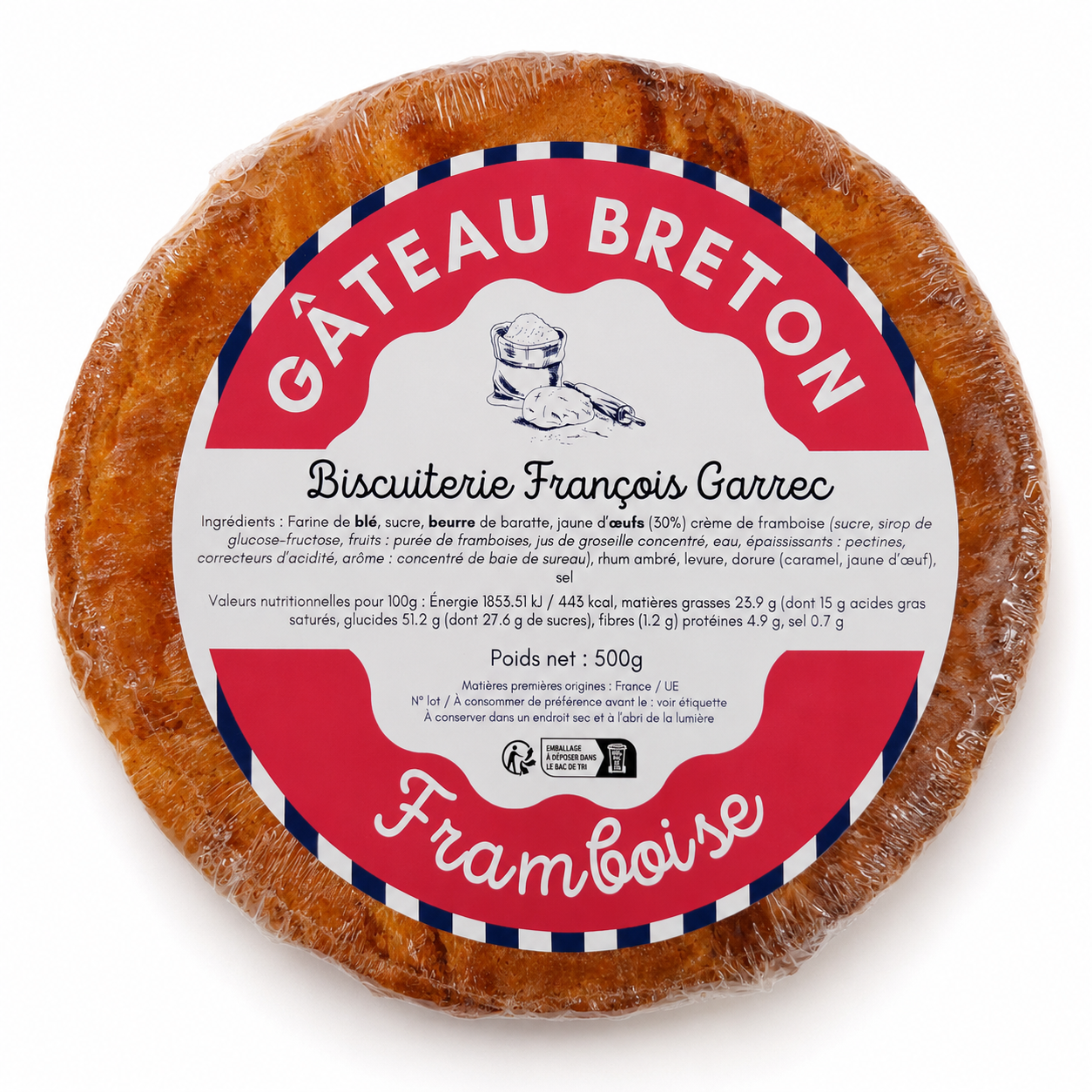 Gâteau breton fourré à la crème de framboise - 500g Nouvelle recette